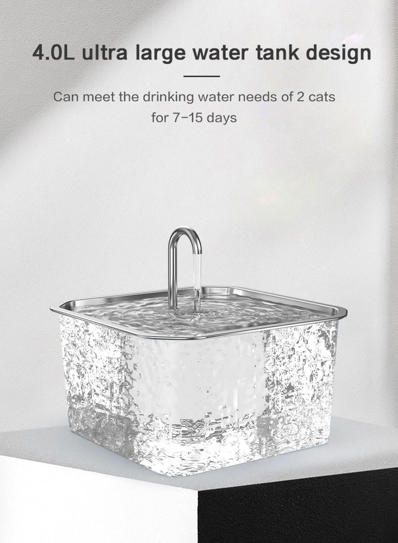 Kidle 4L Stainless Steel Cat Water Fountain with Quiet Pump Large Capacity Pet Water Dispenser Suitable for Cats, Dogs and Other Pets - Image 5